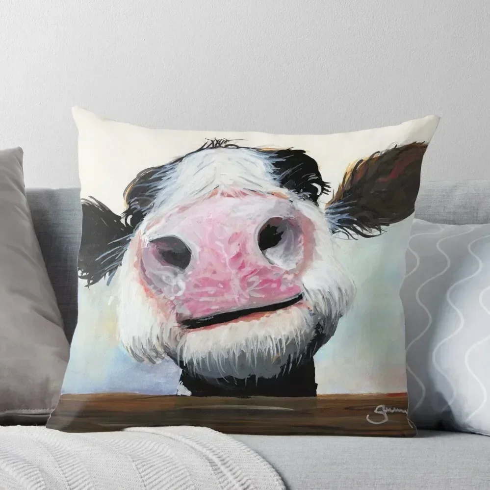 

NOSEY COW 'HEY! HOW'S IT GOIN'' BY SHIRLEY MACARTHUR Throw Pillow luxury covers Decorative Cover For Living Room pillow