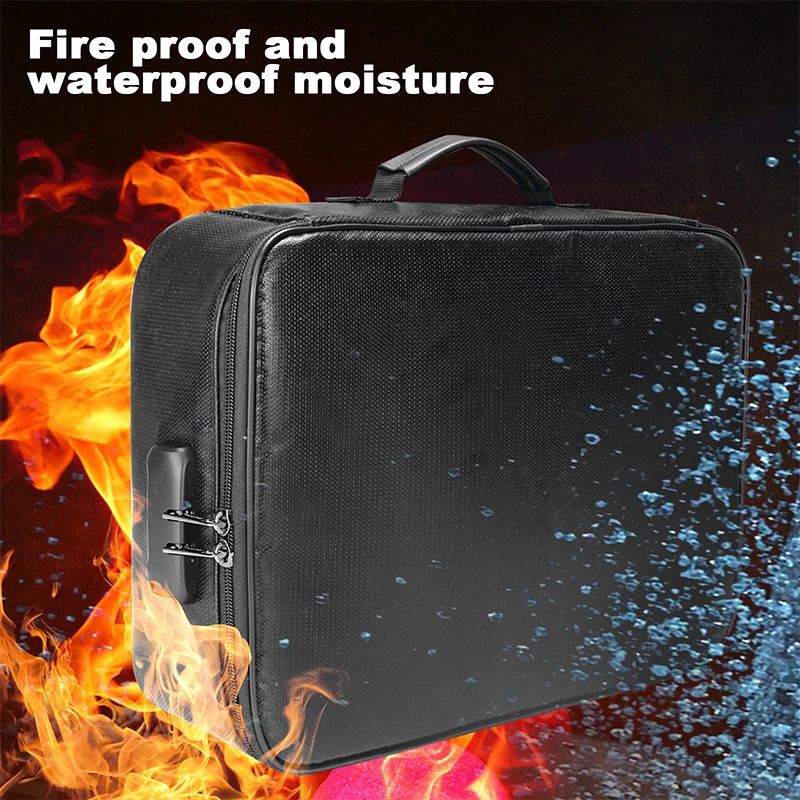 Custom Multi-Layer Portable File Storage with Lock for Important Certificates Waterproof Fireproof Document Organizer Bag
