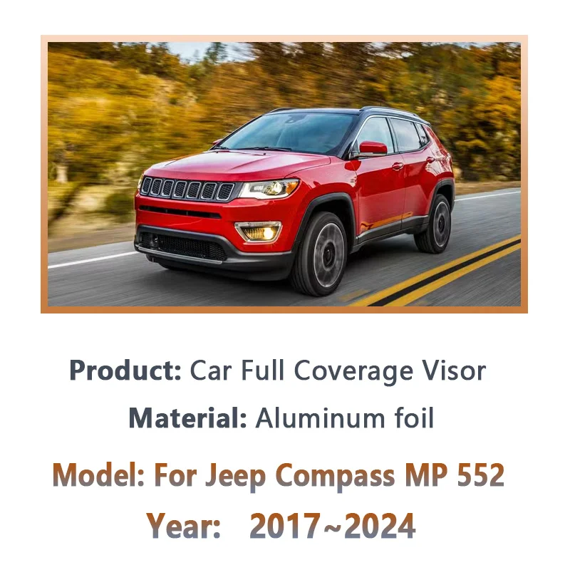 

Car Full Sunshades For Jeep Compass MP 552 2017-2024 2020 Windshield Anti-UV Visor Sun Protection Cover Shades Auto Accessories