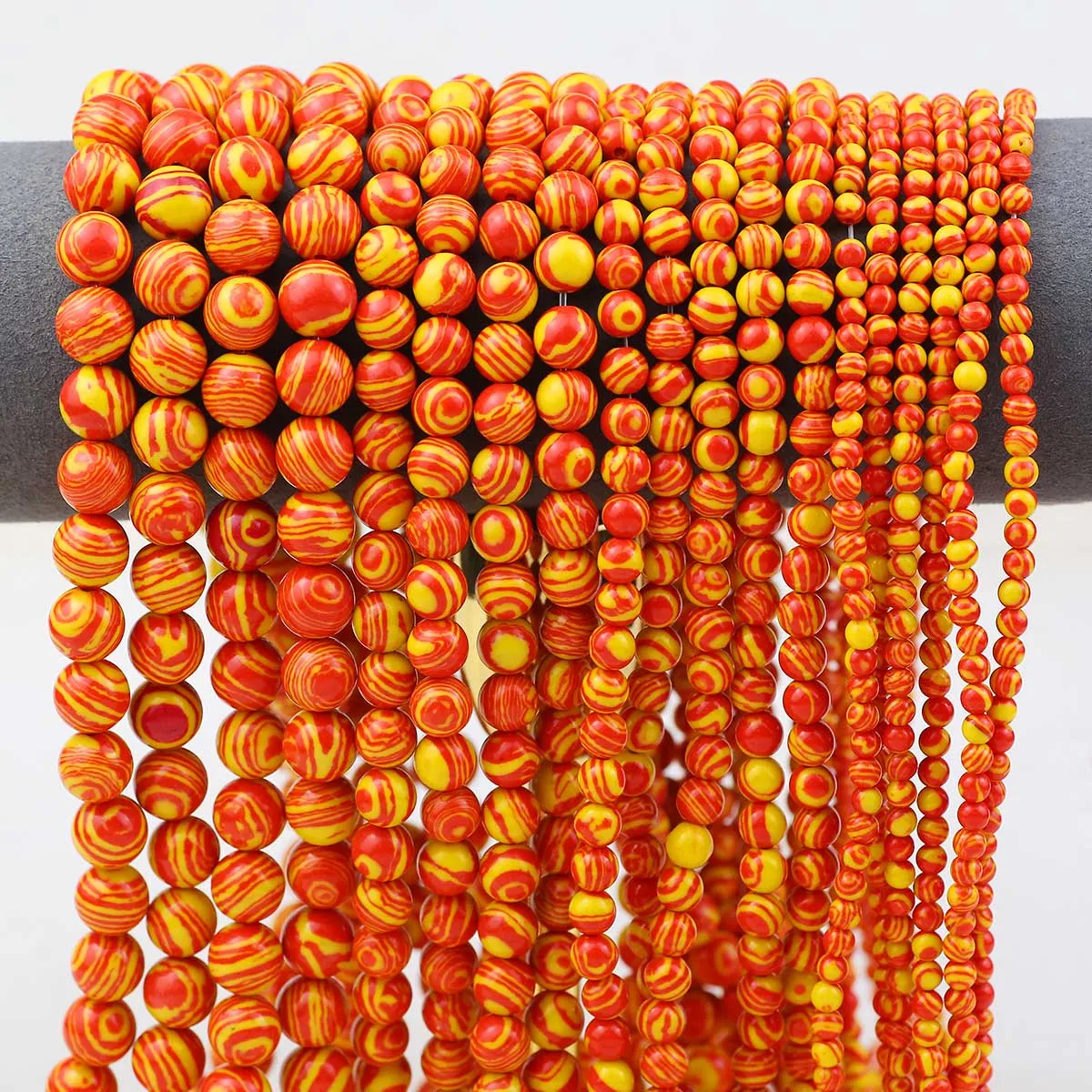 Synthetic Yellow-orange Malachite Stone Round Spacers Loose Beads 4~10MM For Jewelry Making DIY Bracelet Accessories 36~95pcs