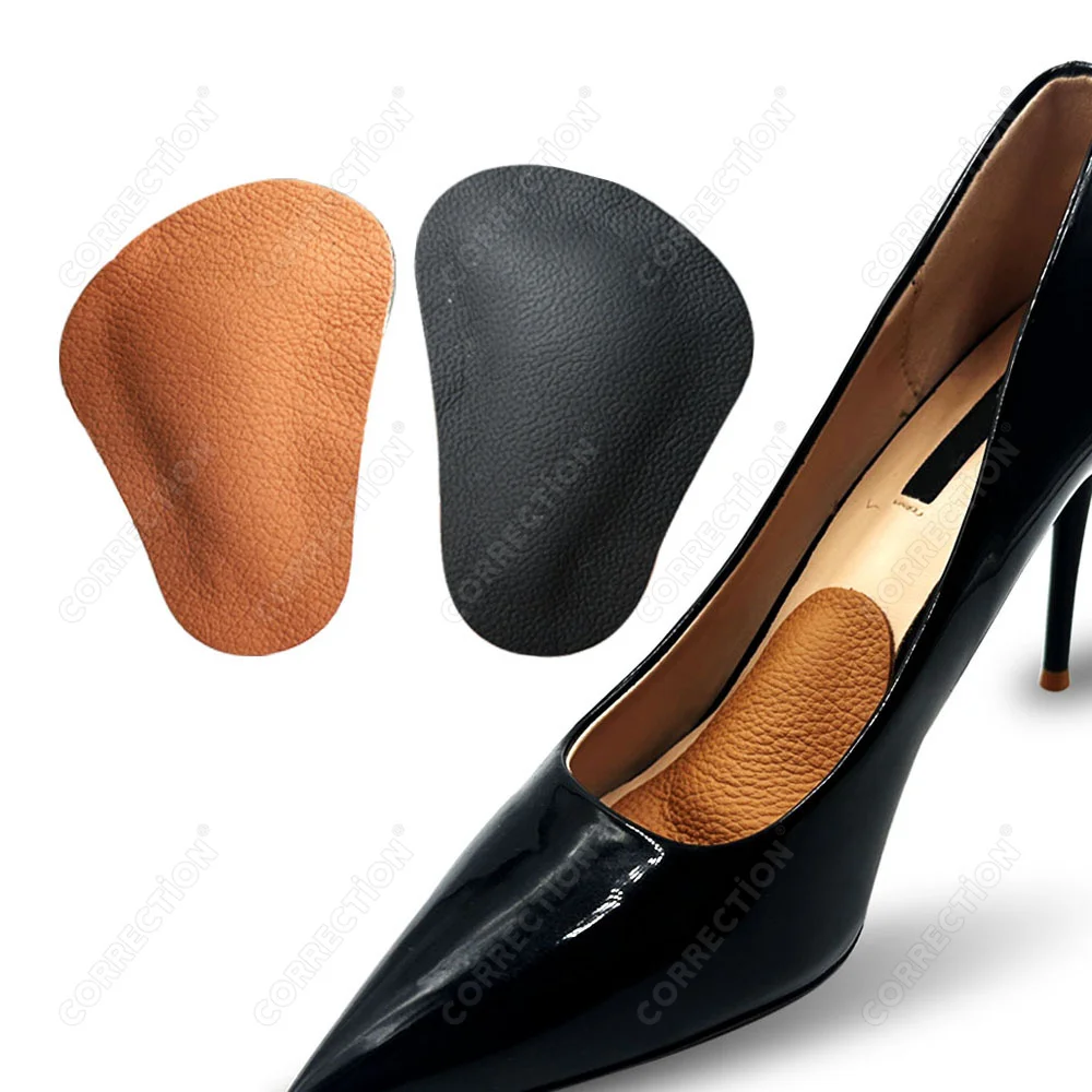 Genuine Leather Flat Foot Insoles Men Women Orthopedic Arch Support Pads Sports Palm Cushion Flatfoot Correcting Inner Inserts