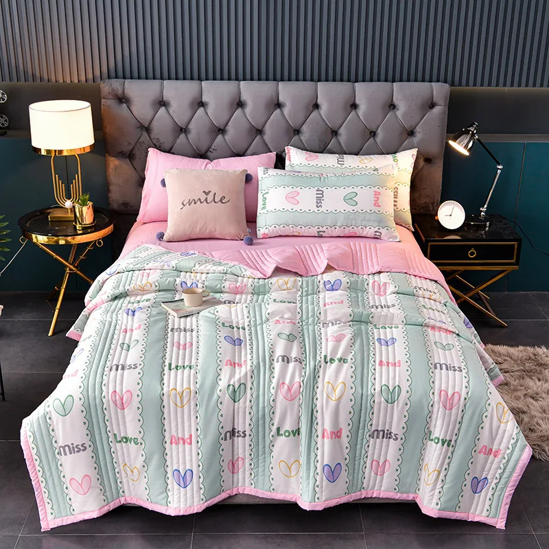 

Summer Comforters Bed Plaid Quilt Duvets Bedspread On The Bed Double Blanket Comforter Air Conditioning Children's Adults Quilt