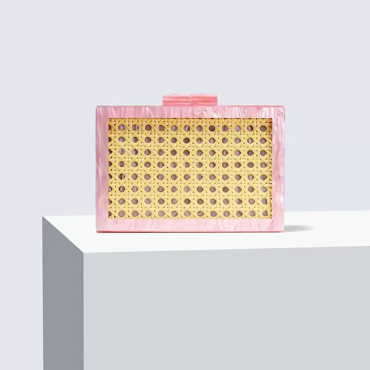 Original Neue Retro Abend-Clutch Rattan Gewebte Acryl Einzel-Schulter-Ketten-Umhängetaschen für Damen – Detail 8