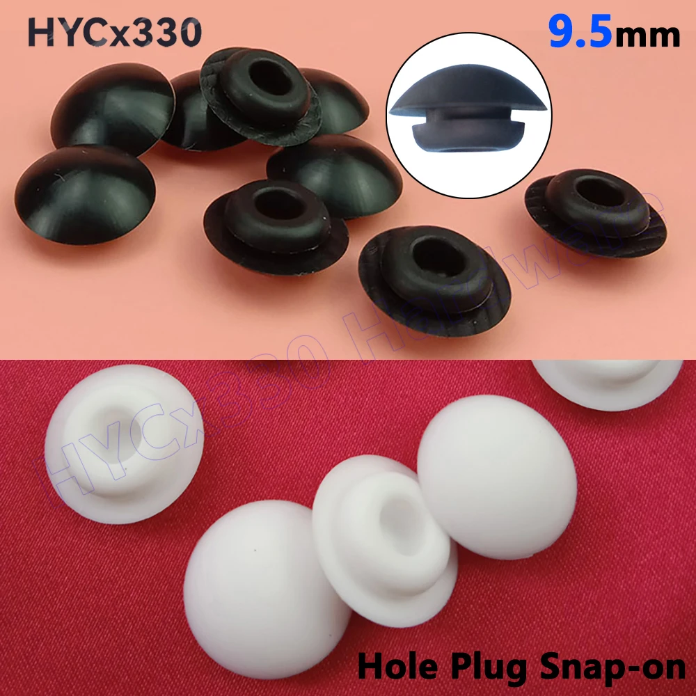 2PCS Hole Plug Snap-on 9.5mm Silicone Rubber Seal T-Shape Gasket Inserts Bungs Blanking End Caps Stopper Black White -40℃ - 250℃