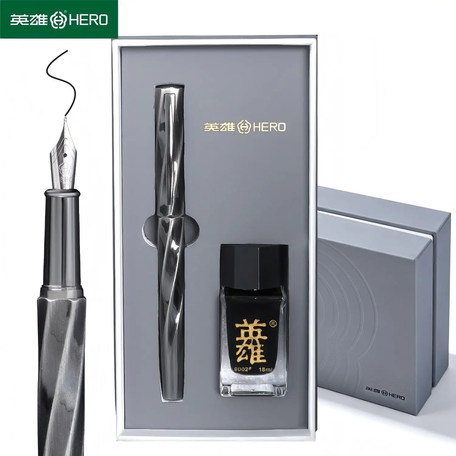 hero-e505a-fountain-pen-gift-set-05mm-iridium-stainless-steel-nib-smooth-writing