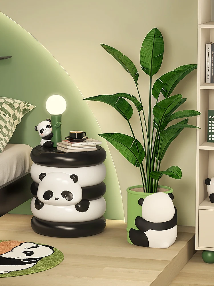 Panda biscuit creative bedside table substitute small coffee table living room bedroom TV sofa next to the floor ornaments