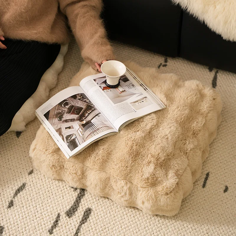 Unstuffed plyš falešný králík kožich polštářek zakrýt podnožkou meditace futon pouzdro teplý samet srstnatý kožich polštářek zakrýt ne fillings