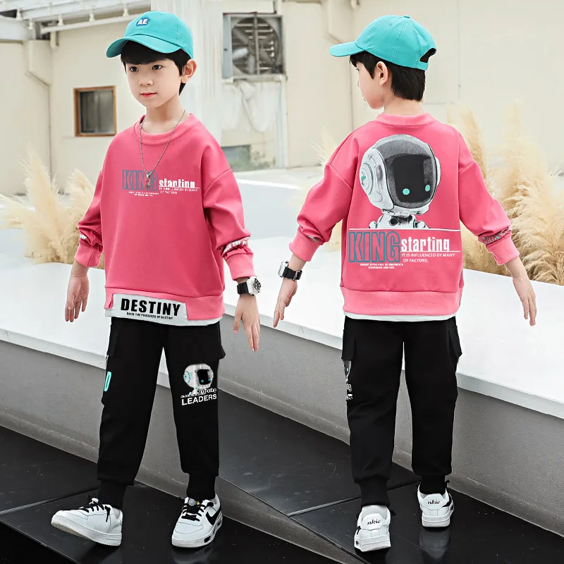 2024 teens winter Autumn Boys Clothes Children robot Set Sweatshirt + Pants Tracksuits Kids Sport Suit 4 8 9 10 11 12 13 Year