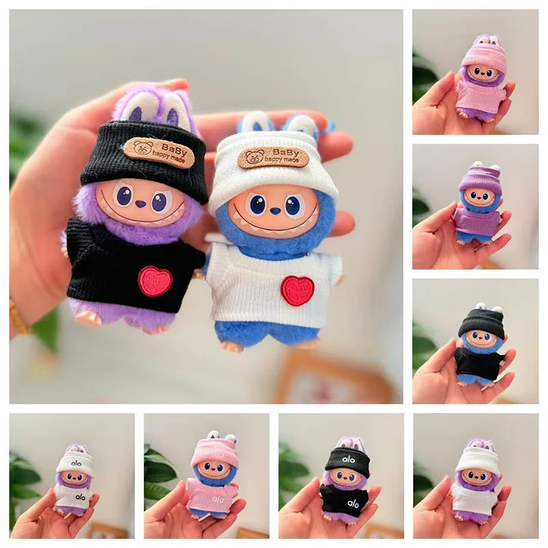 

For 10cm Labubu Doll Clothes Knitted Sweater Clothing Labubu mini keychain pendant Dolls 4.0 Diy outfit Designer Toys Accessorie