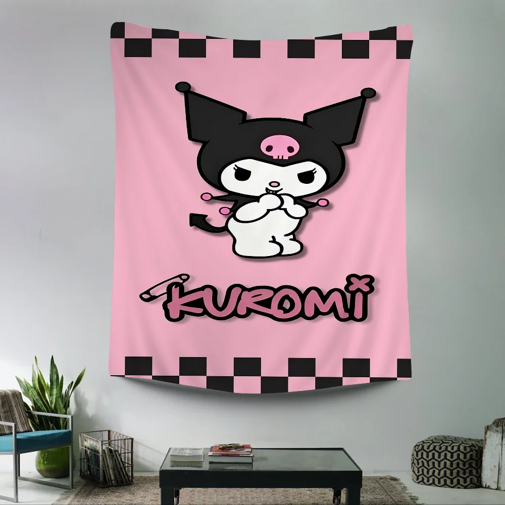 

Kuromi Printed Large Wall Tapestry Indian Buddha Wall Decoration Witchcraft Bohemian Hippie Wall Art Decor