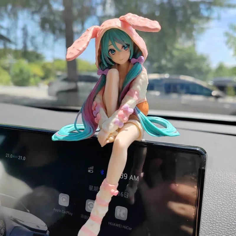 Hatsune Miku Noodle Stopper Figure Rabbit Ear Pajamas PVC Model Statue For Desk Room Decor Gift image 3