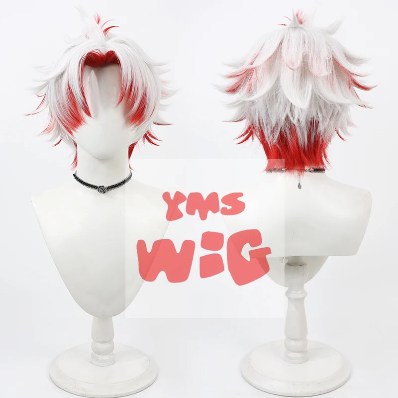 

New Game Wuthering Waves Scar Cosplay Wig Short White Red Heat Resistant Synthetic Hair Halloween Party Role Play Carnival