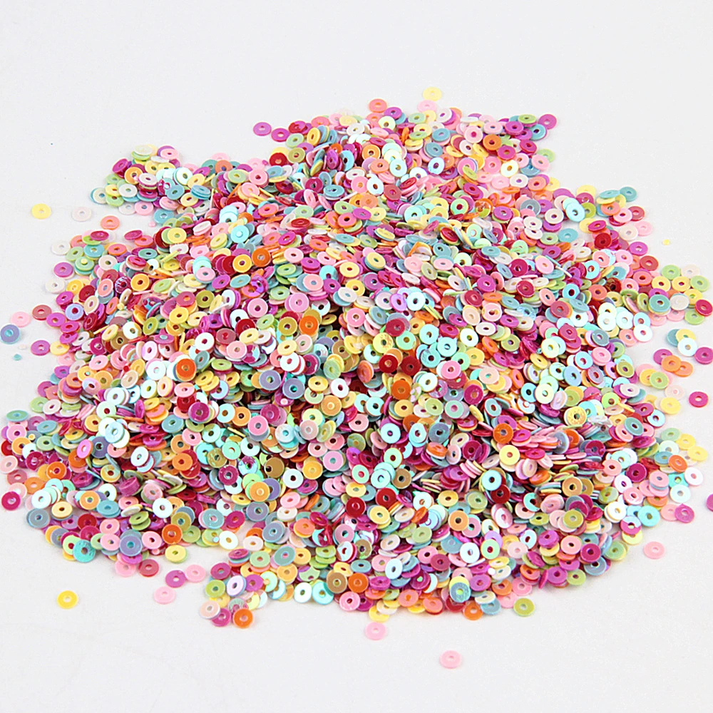 Flat Sequins 3mm 4mm 5mm 6mm Flat Round PVC Bulk Glitter Sequins for Needlework Card Making DIY Crafts Sewing Clothes Accessory