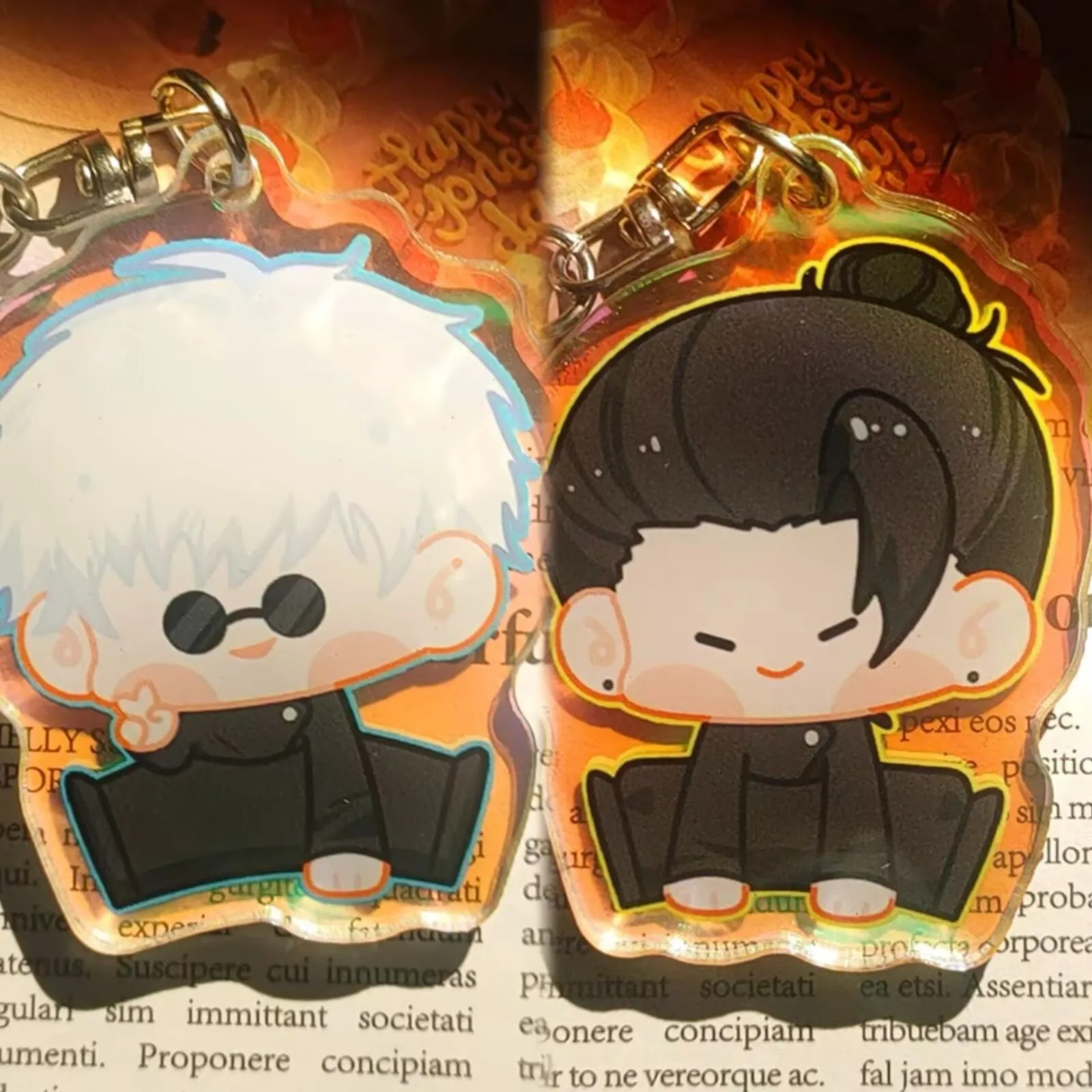 2Pcs/Set Jujutsu Kaisen Acrylic Keychain Satoru Gojo Geto Suguru Key Chain Anime Keyring Backpack Pendant Cosplay Props