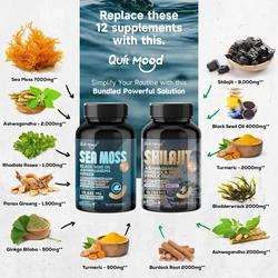 Shilajit 9000 Panax Ginseng 1500MG Ashwagandha 2000MG Rhodiola Rosea 1000MG, Turmeric 500MG, Gingko Biloba 500MG, Stinging Nettl