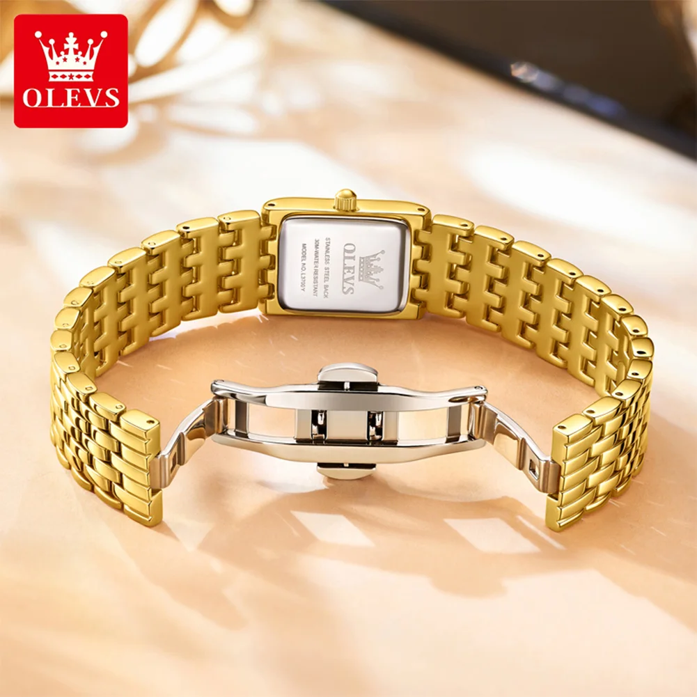 OLEVS Brand Quartz Women's Watch Waterproof Women's Calendar Function Square Watch 3700