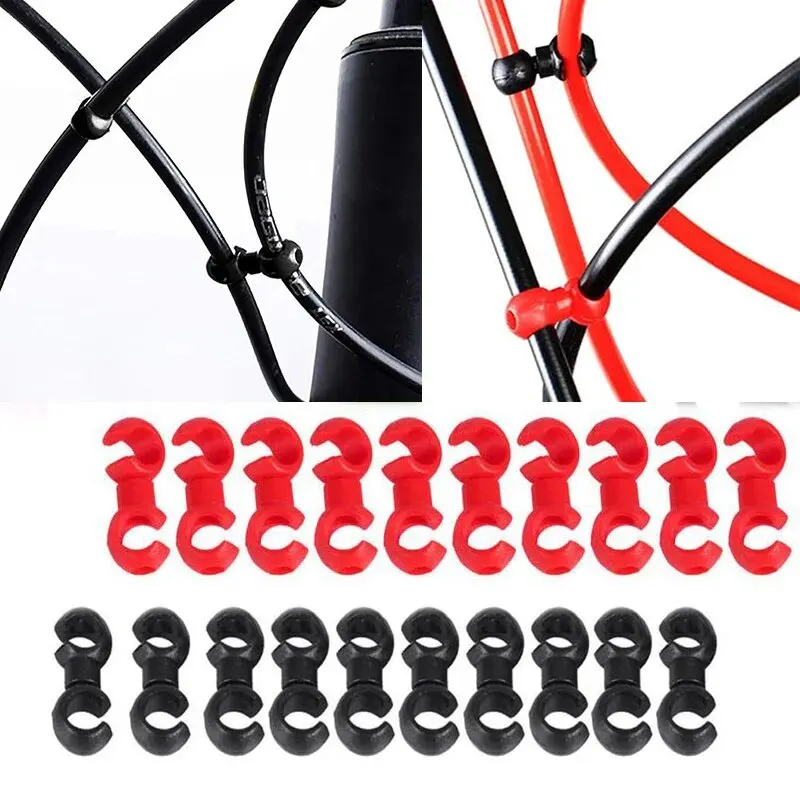 10Pcs Bike Cable Clips Bicycle Brake Cable Clips Rotating S-Hook Bike MTB Brake Gear Housing Fixing Holder Guide Buckle Clips