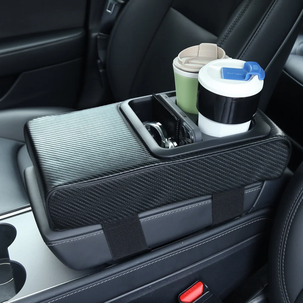 Multifunctional Heightened Armrest Cushion Built-in Cup Holder Storage Pocket All Seasons Universal Console Protector Mat