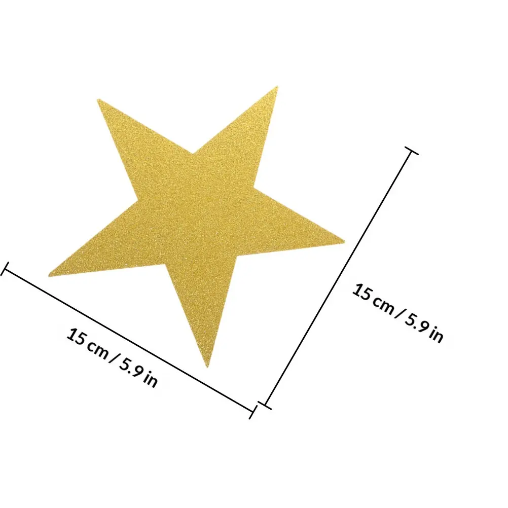 60Pcs Golden Glitter Star Shape Paper Cut Out Handmade Art Craft for Classroom Decor Bulletin Board DIY