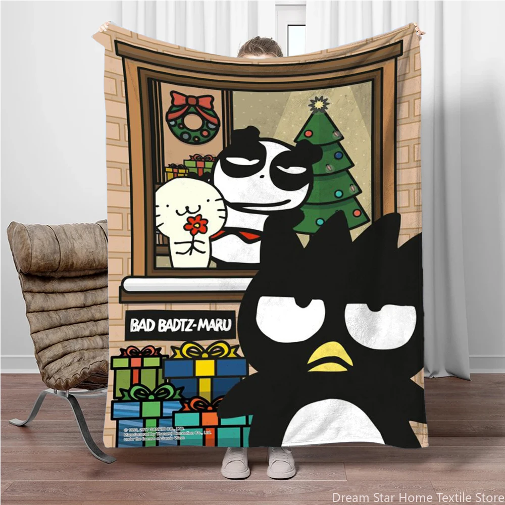 

1PC Sanrio Bad badtz-maru Printed Fluffy Blanket Fluffy Fleece for Home Bedroom Picnic Travel Office Soft and Comfortable Gifts
