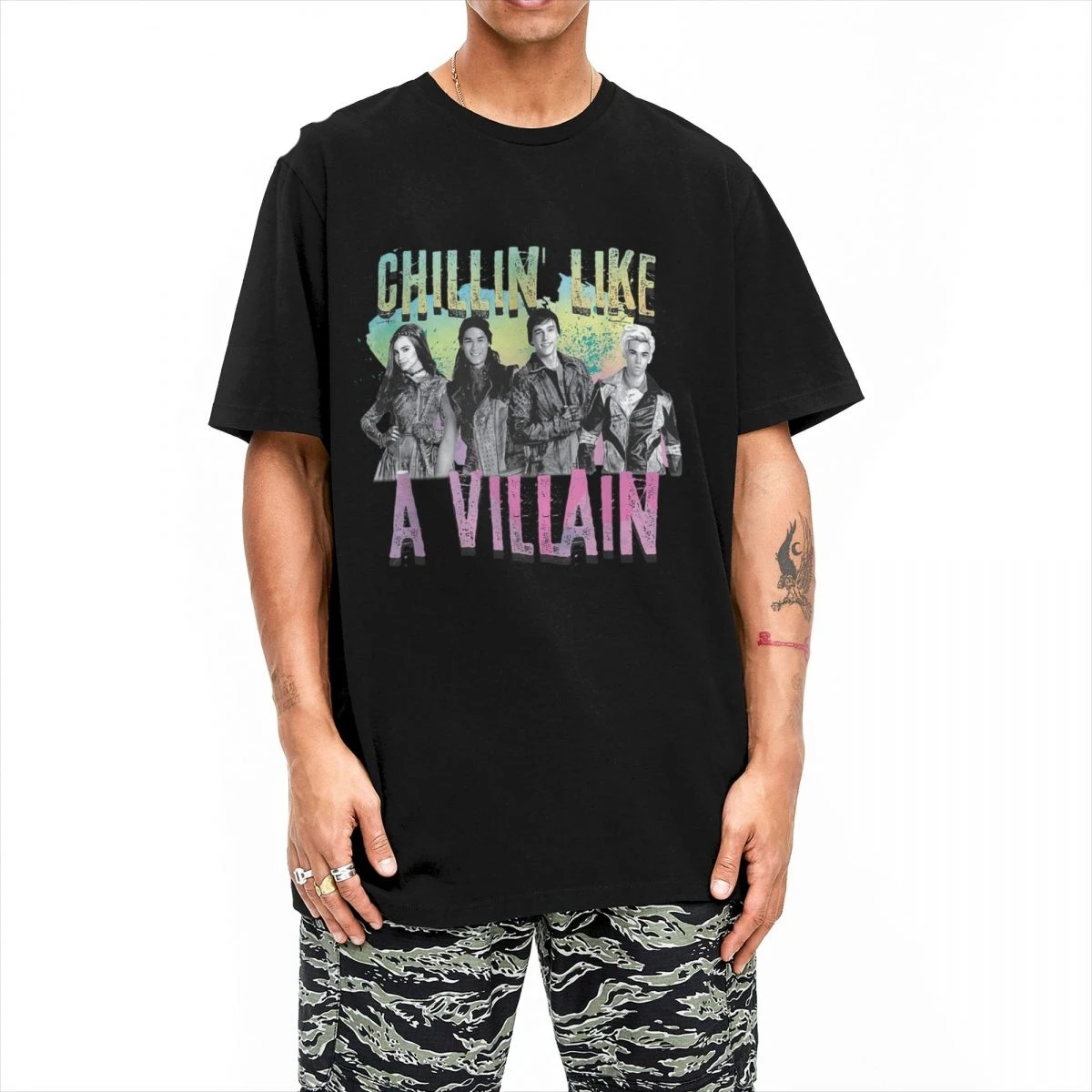 Men Women T-Shirts  Descendants Crazy 100% Cotton Tee Shirt Chillin Like A Villain T Shirts Crew Neck Clothes 4XL 5XL