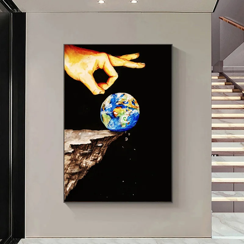 1pc frameless Canvas Painting Abstract Personality Environmental Protection Earth Finger Canvas Painting Posters and Prints Wall