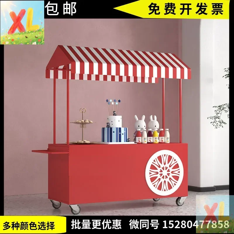 

Wrought iron flower cart stall trolley display stand snack cart night market mobile trolley market
