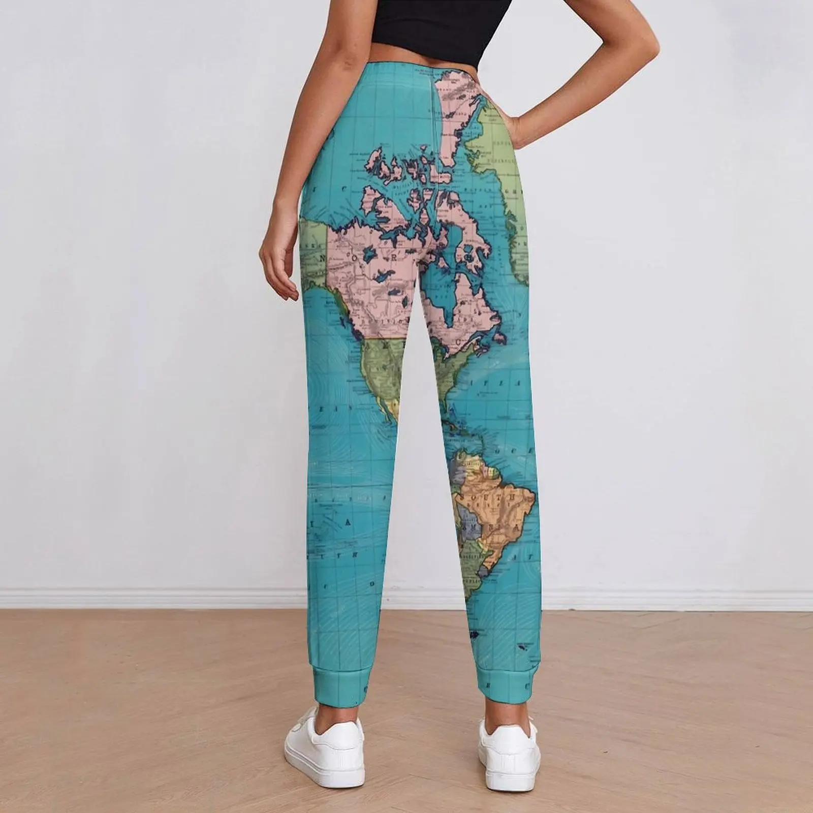 World Map Pants Vintage Map of The World 1897 Kawaii Big Size Sweatpants Spring Woman Printed Y2K Trousers