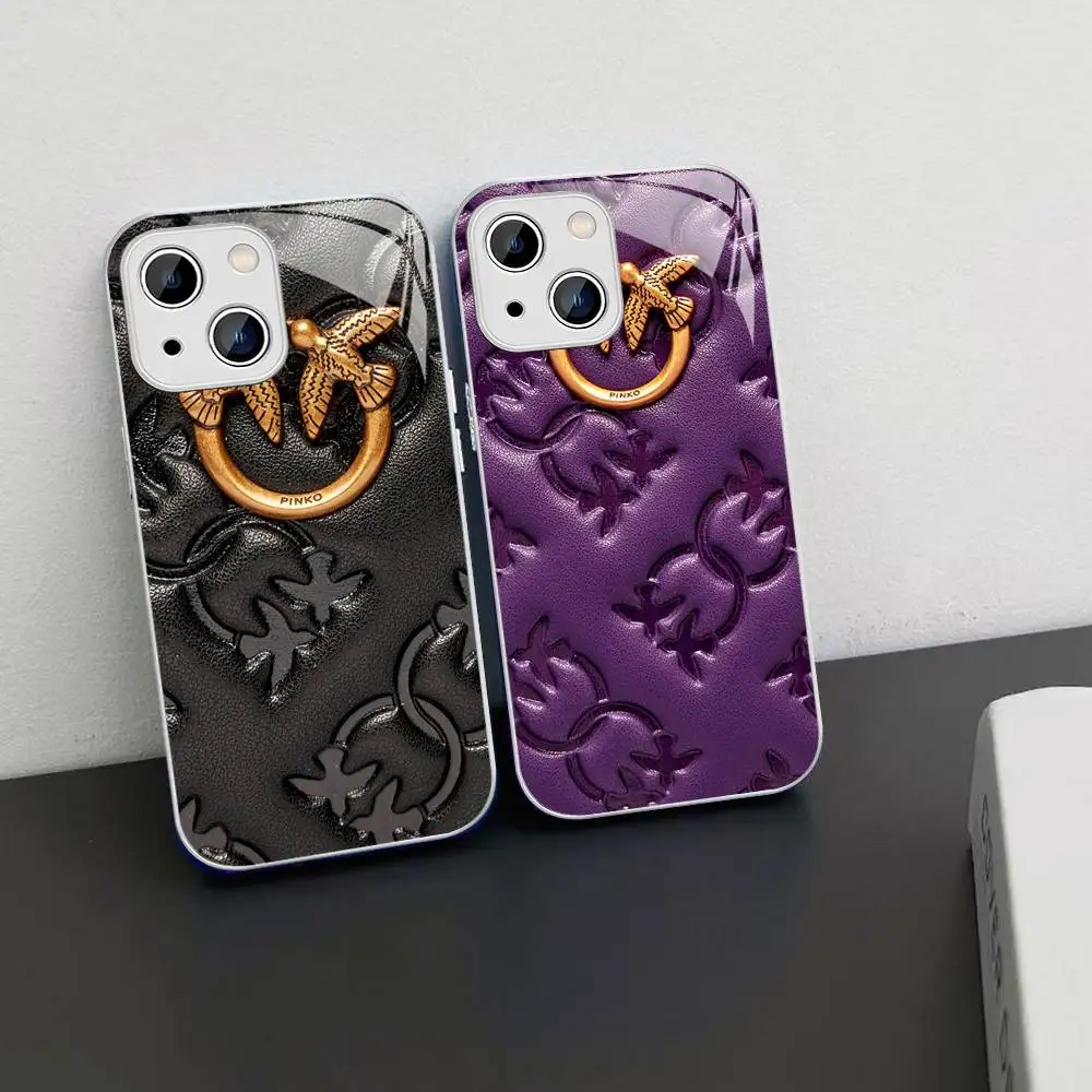 Luxury Design P-Pinko Tempered Glass For Iphone 14 13 12 11 Pro Mini XS MAX 14Plus X XS XR Cover