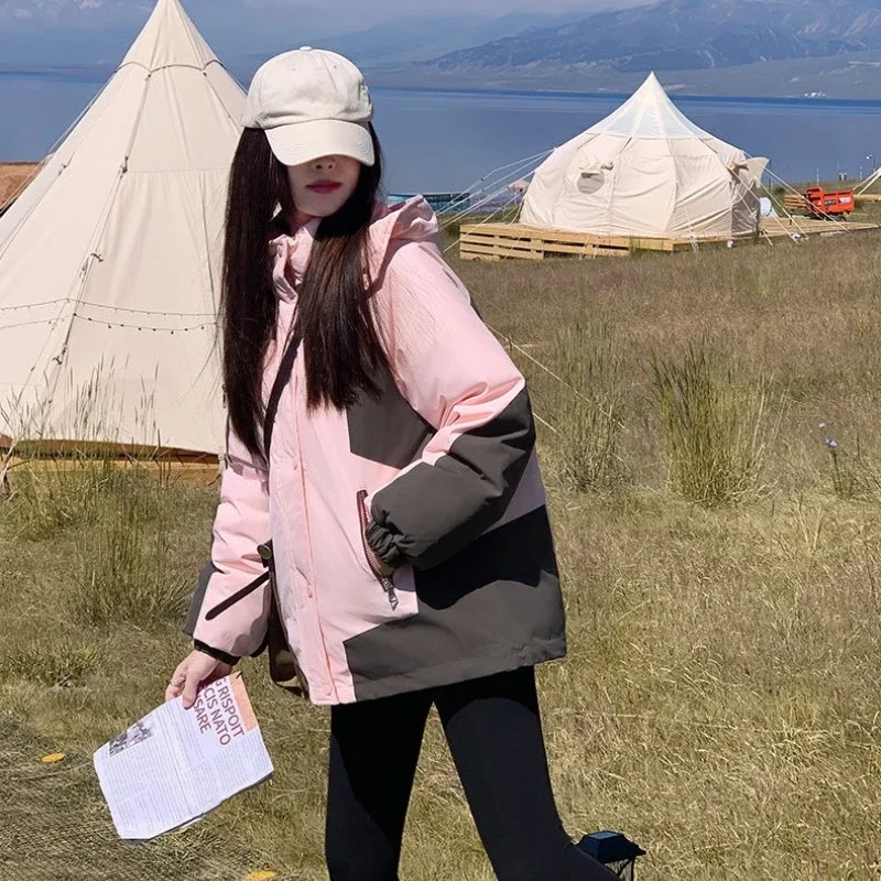 

2025 зимняя женская куртка в стиле милитари, водонепроницаемая ветрозащитная утолщенная стеганая куртка, короткая длина, уличная походная куртка для кемпинга