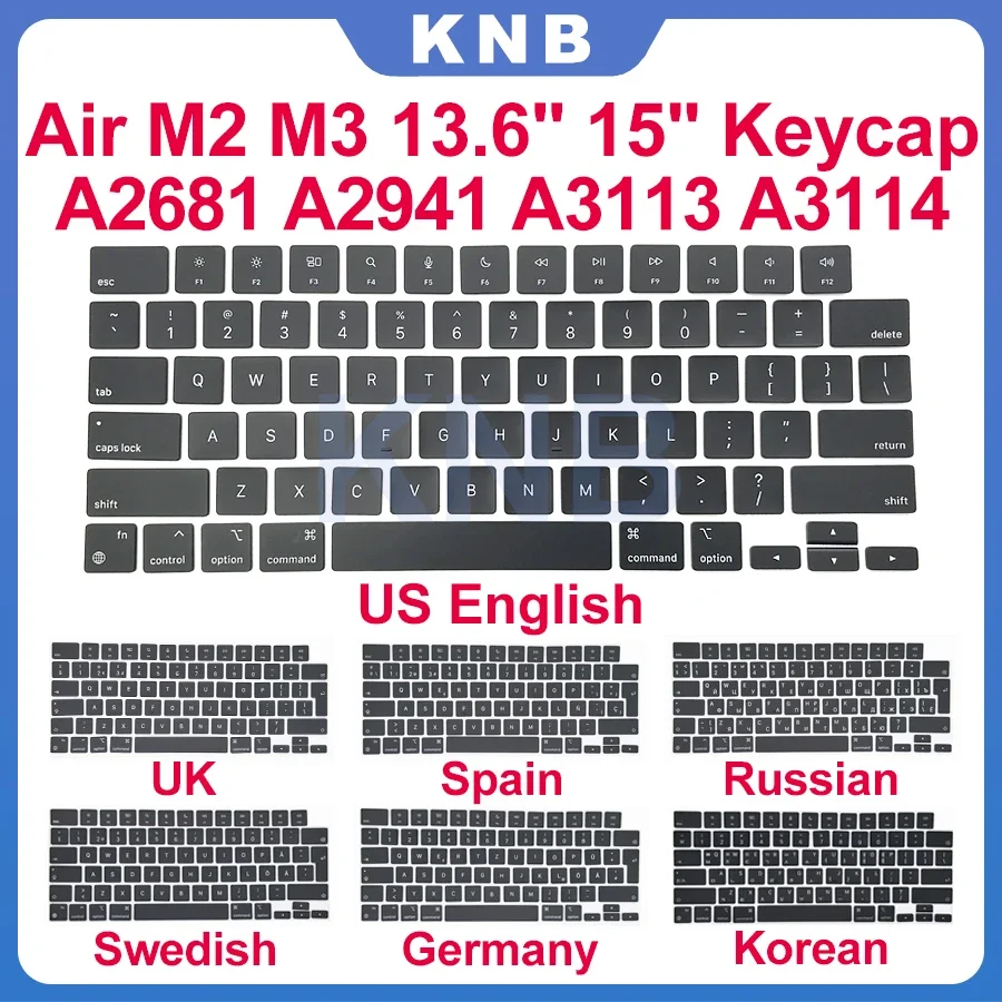 New Laptop Keyboard Keys Key Cap Black color For MacBook Air M2 M3 13.6