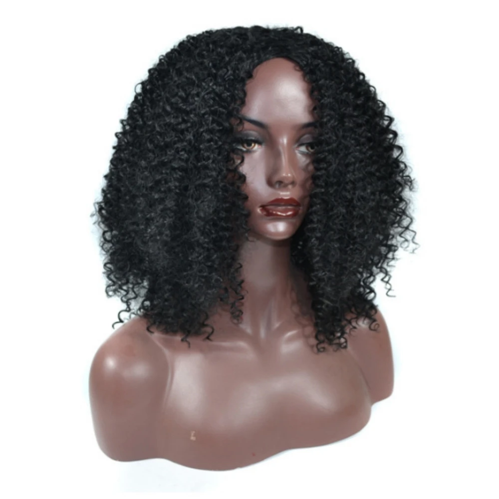 Wig keriting ikal Afro pendek untuk wanita hitam rambut sintetis kualitas tinggi jaring mawar sejuk pesta harian Cosplay tahan panas