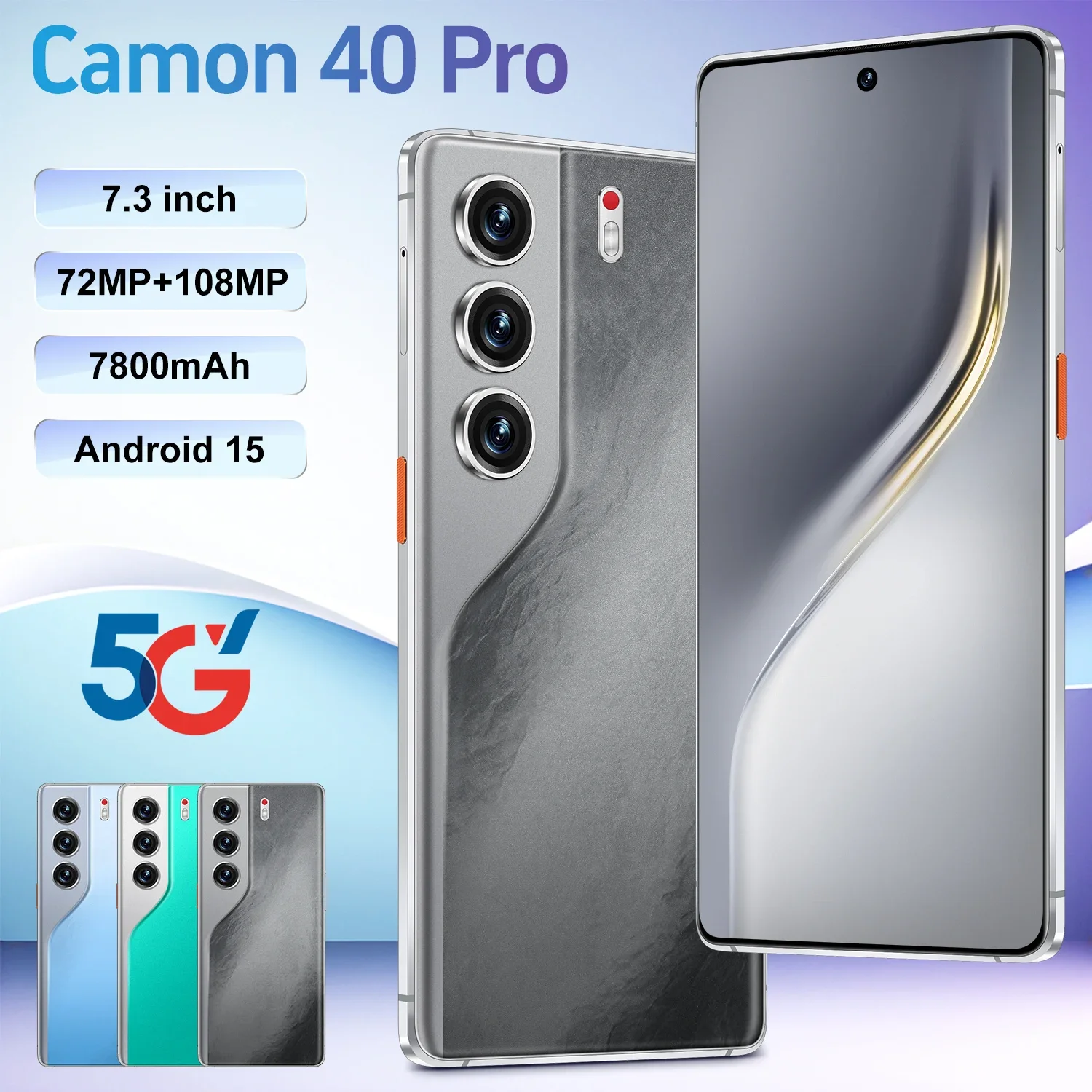 2025 HOT Gold G Camon 40 Pro 7.3inch HD Global Edition Original Smart Dual Card 8000mAh Battery Facial Recognition Function
