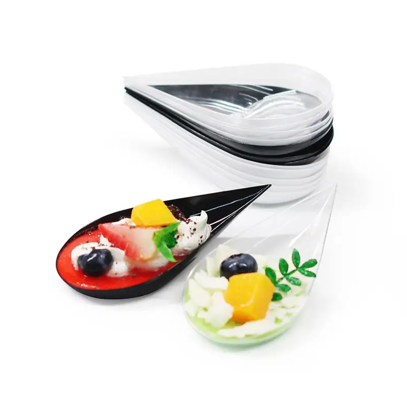 20Pcs Mini Waterdrop Spoon Disposable Dessert Spoons For Appetizers Sushi Desserts Tasting Catering Supplies Soup Scoop