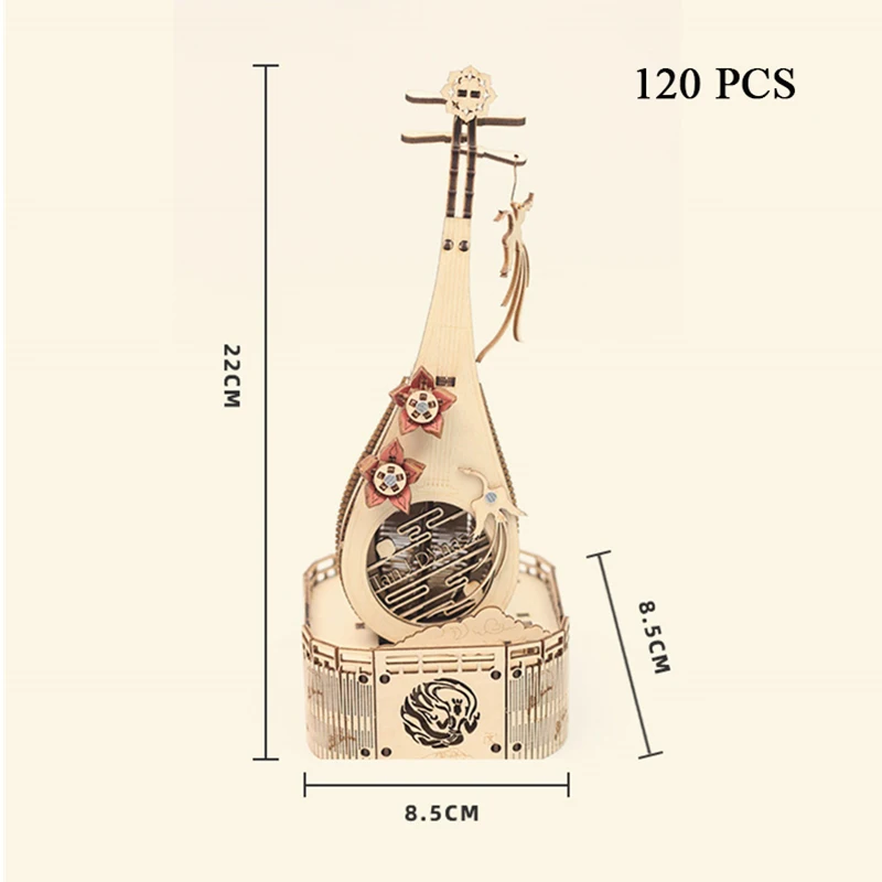 DIY 3D drewniane puzzle miniaturowe zestawy modeli zmontowane chińska lutnia instrument klasyczny puzzle dla przyjaciół prezenty urodzinowe