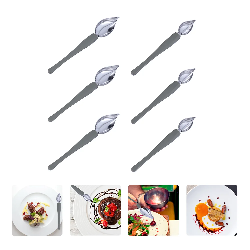 8 Pcs Piping Spoon Kitchen Saucier Decorate Culinary Sauce Plate Tool Grey Painting Pencil