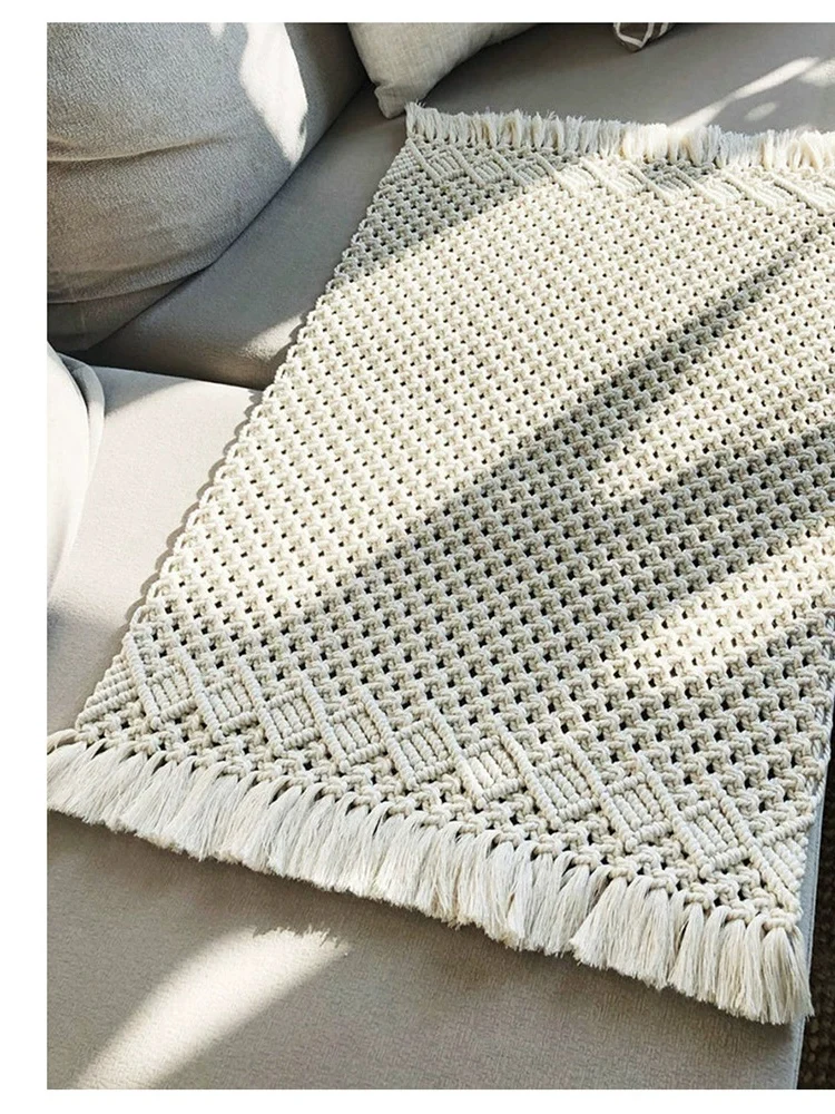 Handmade Cotton Rope Dining Table Mat Anti-Slip Sofa Cushion Tea Table Weaving Tapestry American Style Home Decor Tablecloth