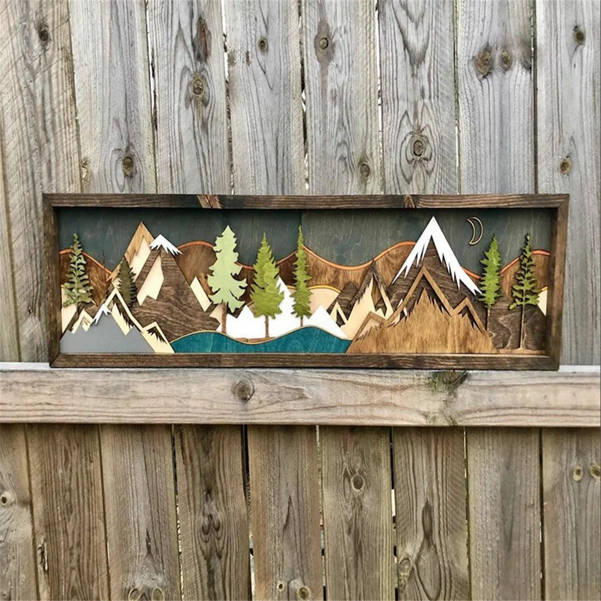 Wood Mountain Wall Art Will Bring Gable Art Decoration Sunset Moon Scene Decoration D