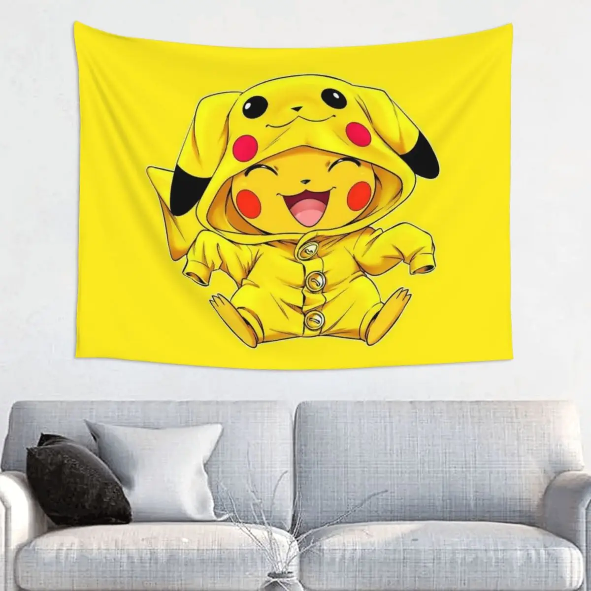 Custom P-Pikachus Flashing Tapestry Hippie Room Decor Tapestries Wall Hanging for Bedroom Home Decoration