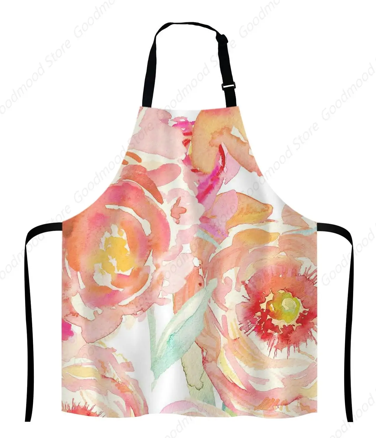 Peach Peony Apron for Women and Men, Adjustable Kitchen Chef Apron for Cooking Baking - Cute Birthday, Anniversary, Mother's Day