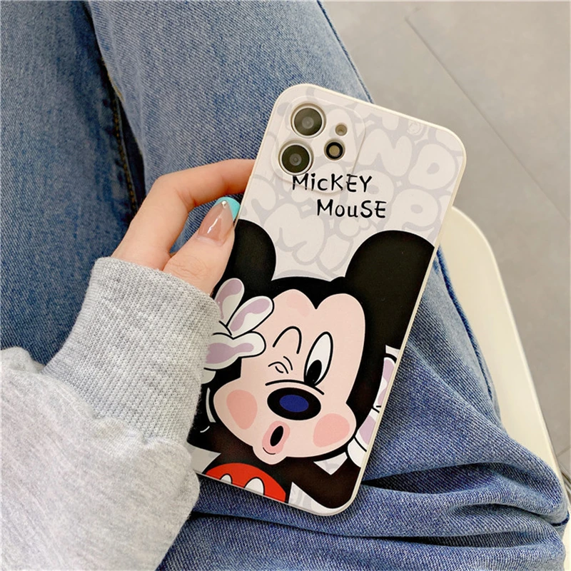 Cute Disney Mickey Minne Soft Case for iPhone 12 Pro 11 Pro XS Max X XR 7 8 Plus Back Cover Silicone TPU Anti-fall Shell