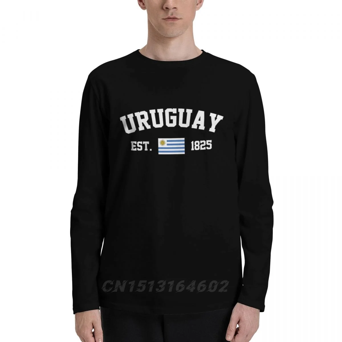 100% Cotton Uruguay Flag With EST. Year Long Sleeve Autumn T shirts Men Women Unisex Clothing LS T-Shirt Tops Tees