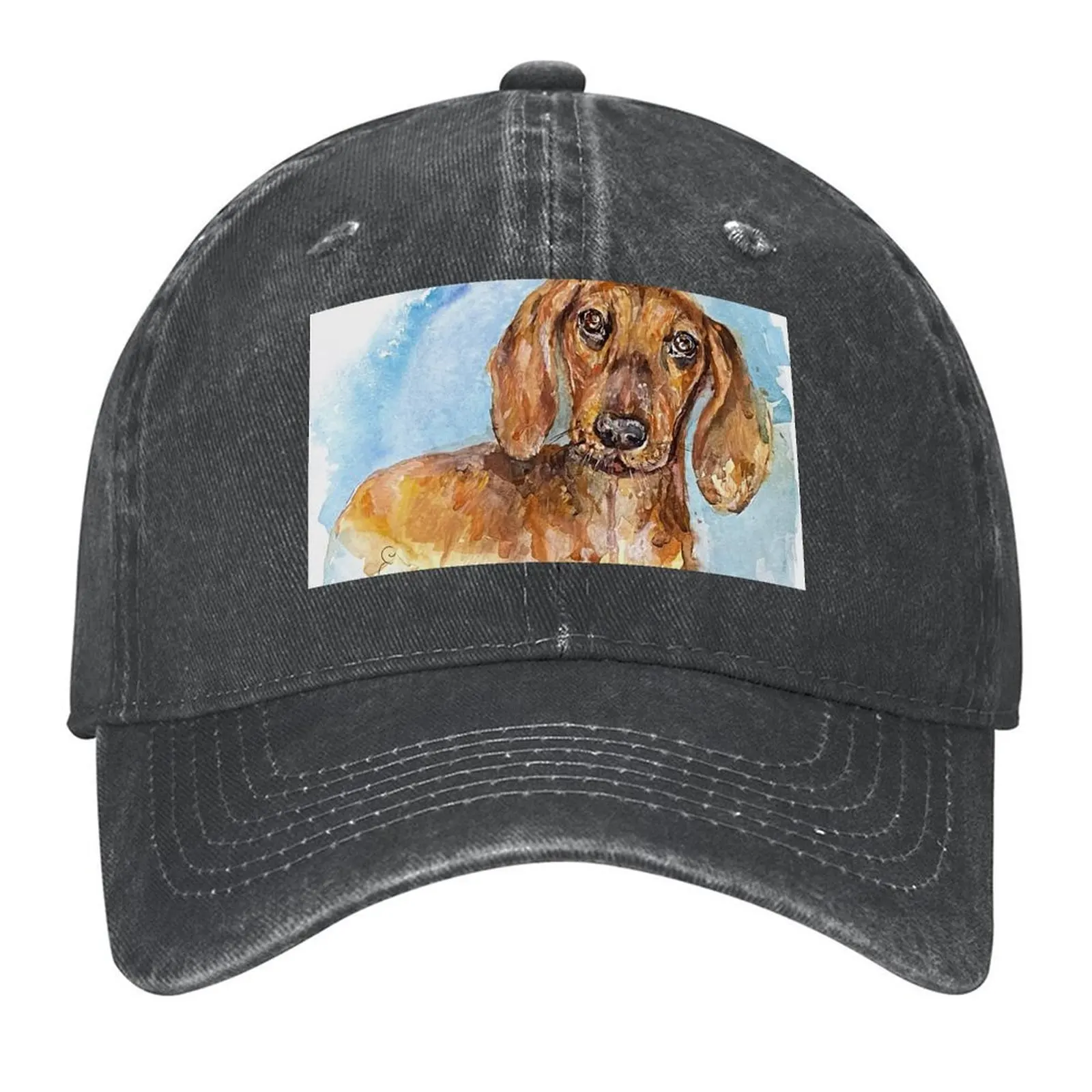 

Portrait of a brown dachshund. Baseball Cap Visor Military Tactical Cap Fashion Beach Beach Women's Golf Clothing Men's