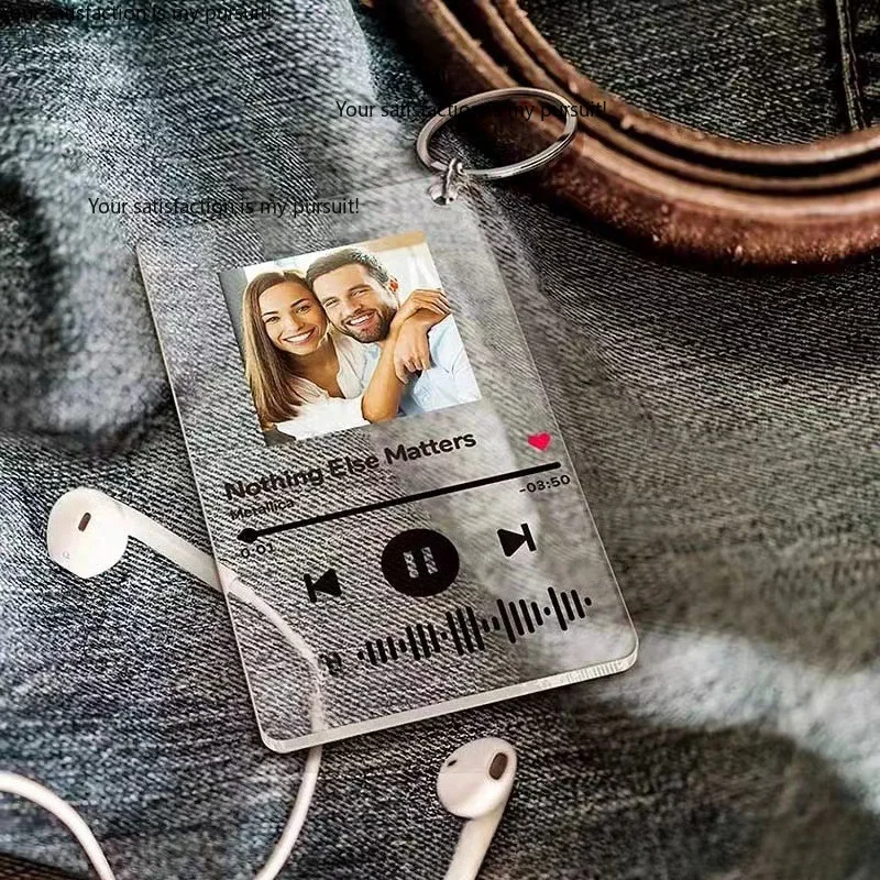 for Custom Spotify acrylic music keychain light, personalized photo & song creative souvenir pendant
