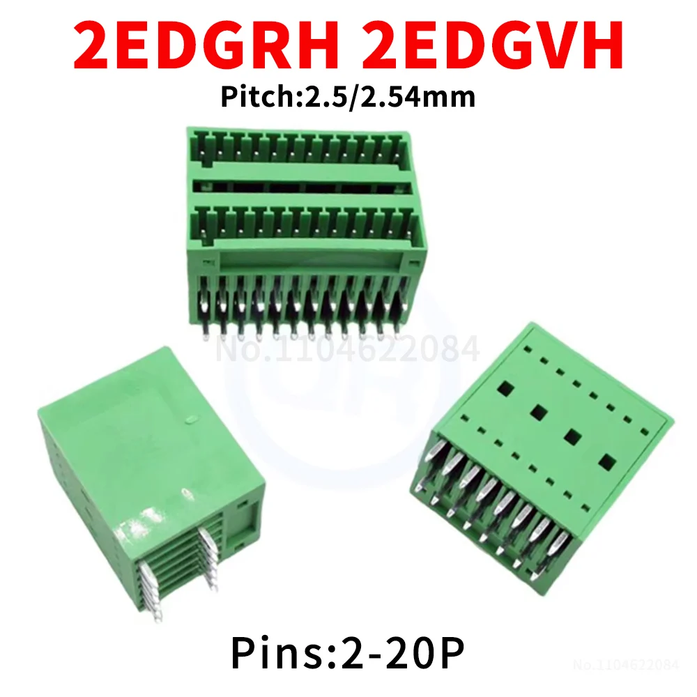 (5 Stück) 2EDGRH 2EDGVH 2,5 mm 2,54 mm Doppelbuchsen-Steckverbinder für Leiterplatten, gerader Stift/rechtwinkliger zweireihiger Block 2-20Pin 15EDGVH 2,54 – Detail 1