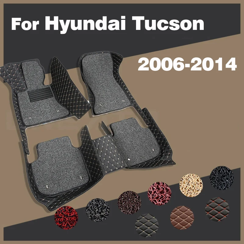 Car Floor Mats For Hyundai Tucson 2006-2014 13 12 11 Custom Double Layer Foot Pads Automobile Carpet Cover Interior Accessories