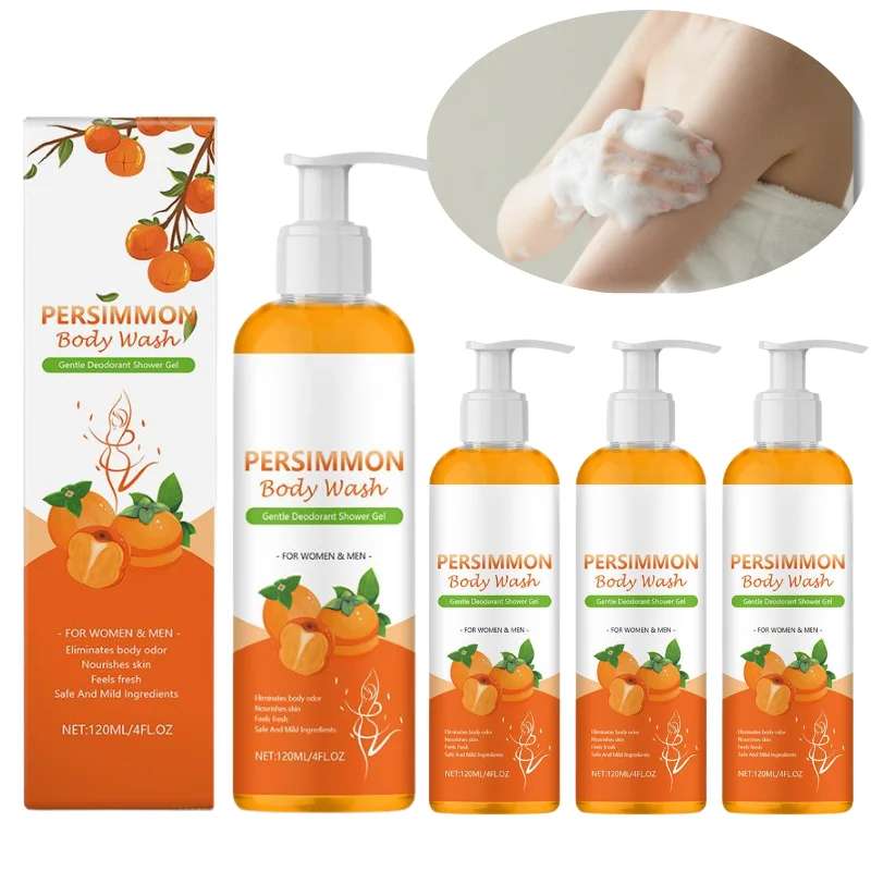120ml Persimmon Shower Gel Bath Soap Mild Formula Nourishing Skin Body Wash For All Skin Fresh Scent Body Cleanser For Men Women