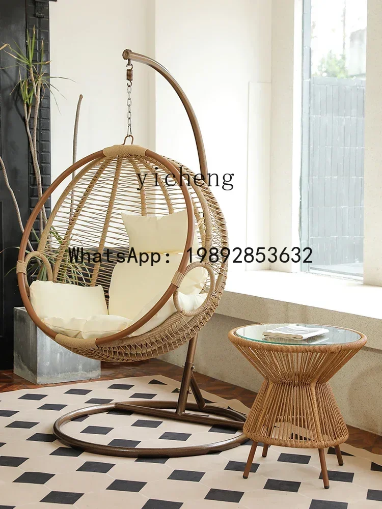 LYY سلة معلقة كرسي الروطان شرفة كرسي أرجوحة داخلي المنزل الترفيه عش الطيور كرسي معلق #2