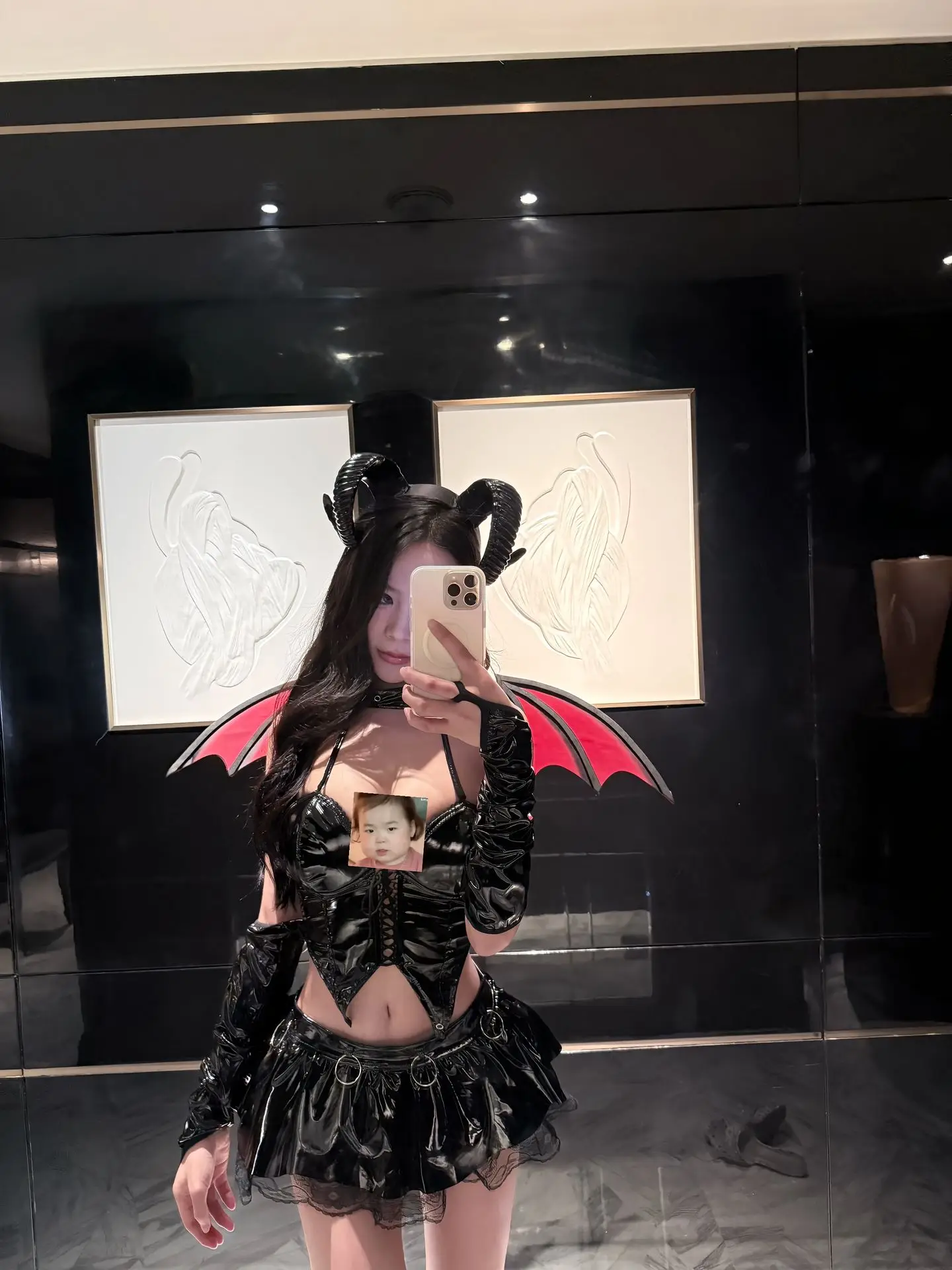 Sexy diable femme loween Costume Dr orm ensemble PU cuir ort jupe taille haute longue Sve une épaule diable Costume