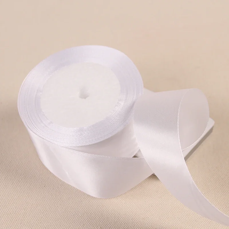 6mm 10mm 15mm 20mm 25mm 40mm 50mm White Single Face Satin Ribbons DIY Handmade Crafts Supplies Wedding Decoration Gift Wrapping